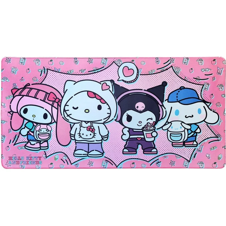 Sakami Merchandise Gaming Mauspad Sanrio Pink Black Party Series XXL, 80 x 40 cm, Hello Kitty & Friends Pop