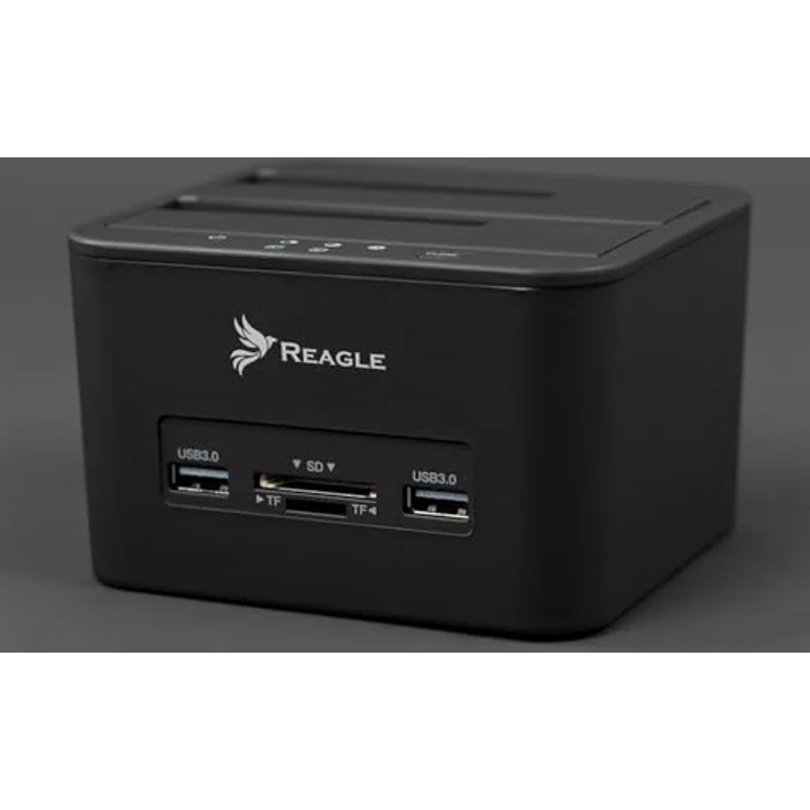 Reagle Dual Bay Docking Station für HDD/SSD, 32TB Unterstützung, USB 3.2 Gen 1, Kartenleser, Offline Klonen, Kompatibel mit Windows/Mac – Bild 3