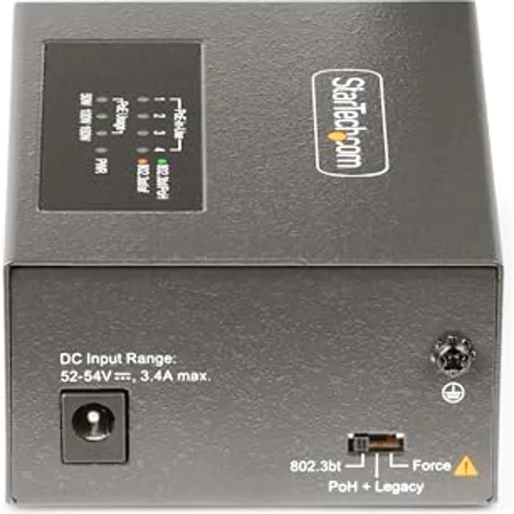 StarTech.com 4-Port Multi-Gigabit PoE++ Injector, 5/2.5G Ethernet (NBASE-T), PoE/PoE+/PoE++ (802.3af/802.3at/802.3bt), 160W Injektor, Wand-/DIN-Schienen Montage, PoE Adapter (AS445C-POE-INJECTOR) – Bild 4