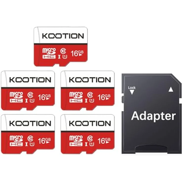 KOOTION Micro SD Karte 16GB Class 10, 5er Pack UHS-I Speicherkarte für Android Smartphones, Tablets und Kameras, hohe Lesegeschwindigkeit bis zu 80 MB/s, wasserbeständig und stoßfest – Bild 1