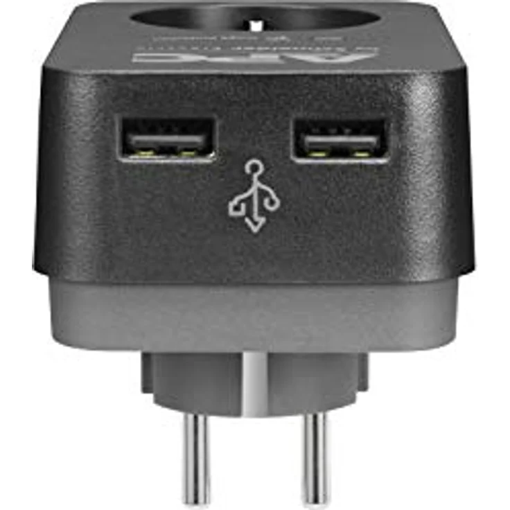 APC Surge Protector - PME1WU2B-GR - Steckdosenadapter mit Überspannungsschutz (1 Stecker Schuko, 2 USB-Ladeausgänge, schwarz) – Bild 5