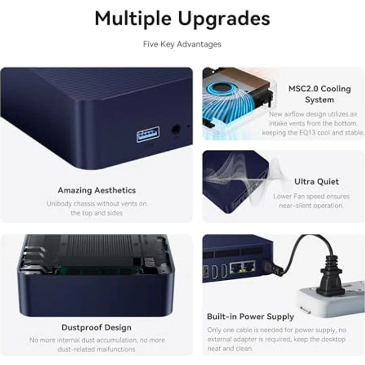 Beelink EQ13 Mini-PC, Intel N200 (4C/4T, bis zu 3.7Ghz), 16G DDR4 RAM 500G M.2 PCIe3.0 SSD, Dual LAN 1000M/WiFi 6/BT5.2/HDMI/4K Dual Display, in Schwarz – Bild 3