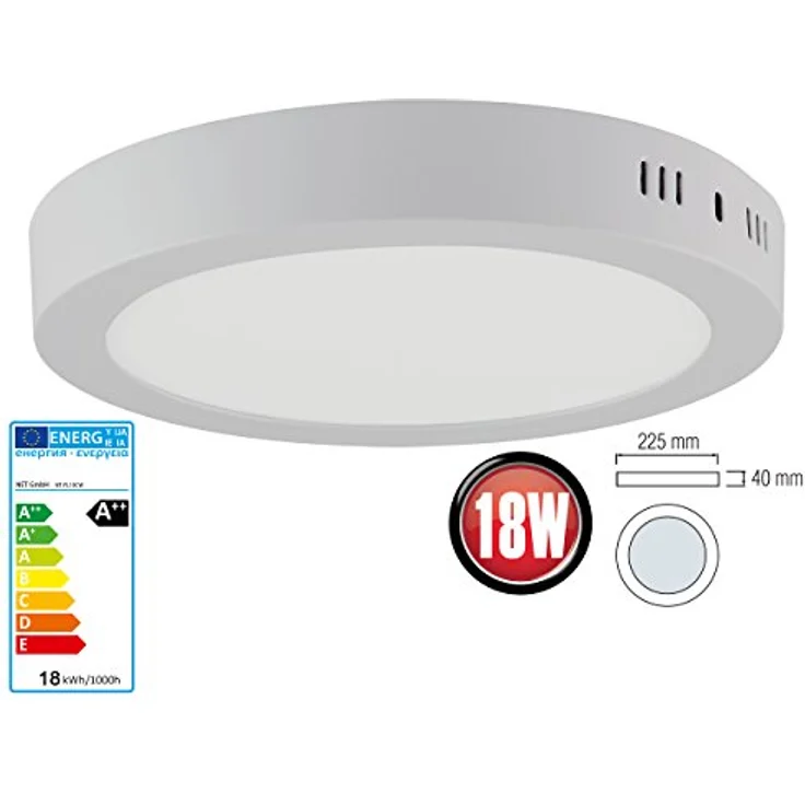 ENERGMiX 18w LED Deckenleuchte Panel Rund Ø 220mm Kaltweiss - Modernes Aufputz Oberputz Design – Bild 2