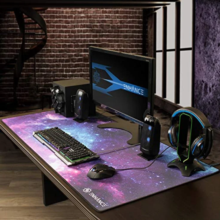 ENHANCE XXXL Gaming Mouspad (122cm x 61cm) mit glatter Tracking-Oberfläche, rutschfestem Gummigriff und Anti-Fray-Stichung - Galaxy – Bild 5