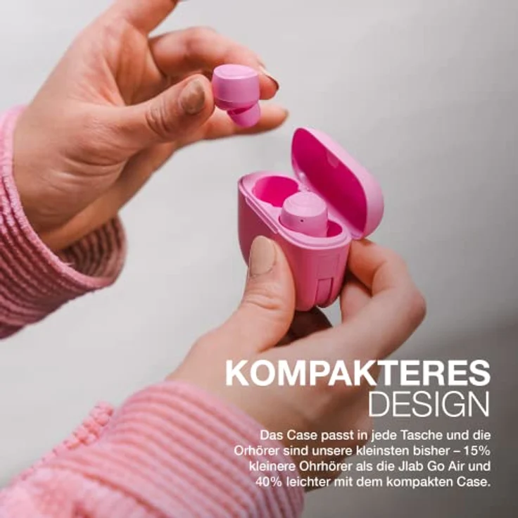 JLab Go Air Pop In Ear Kopfhörer Bluetooth Kabellos, True Wireless Kopfhörer mit Mikrofon, 32+ Stunden Headphones, Ohrhörer Kabellose, Earbuds mit USB Ladebox, Dual Connect, EQ3 Sound, Rosa – Bild 4