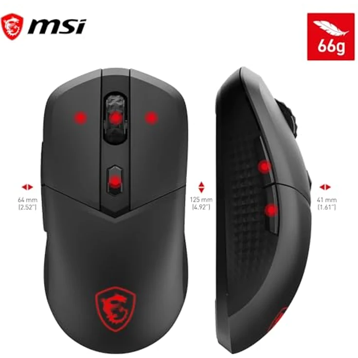 MSI VERSA 300 8K, Ergonomische Bluetooth Maus mit 2.4 GHz, 6 Tasten, USB 2.0, Schwarz – Bild 8