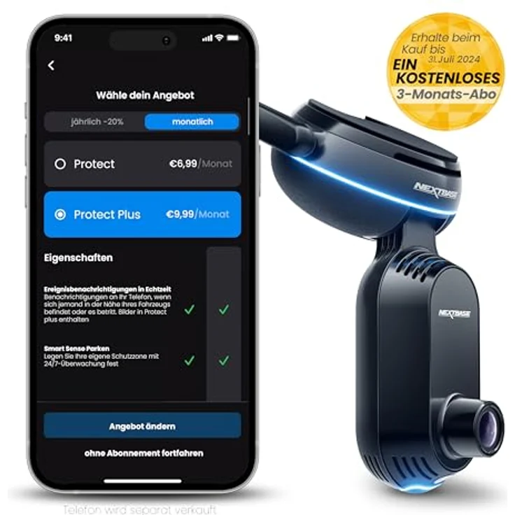 Nextbase® iQ 2K Smart HD Dash-Cam Auto mit 4G/LTE und GPS, 64GB Micro SD Card Bundle, 1440p Dash Cam mit Front- & Innensicht, 1440p Dash Cam 4K mit Smart Sense Parking, Emergency SOS, Roadwatch AI – Bild 4