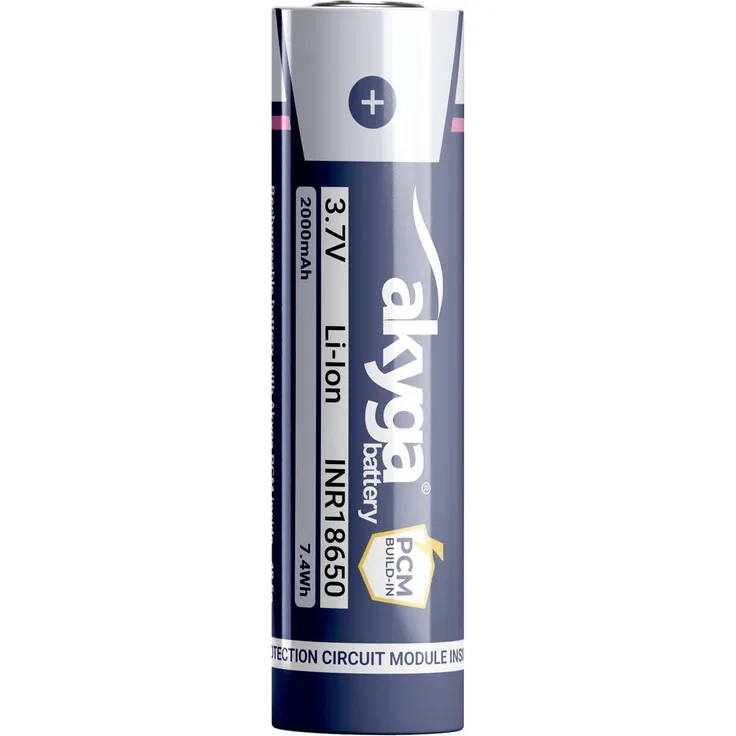 Akyga Li-Ion Akku INR18650 AKY2457, 3.7V 2000mAh mit PCM-Schutz für portable Geräte