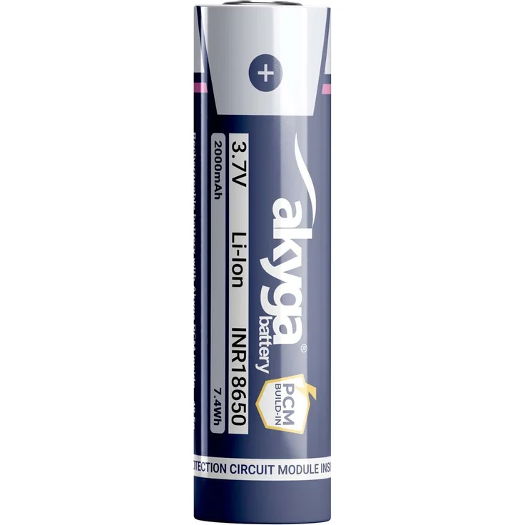 Akyga Li-Ion Akku INR18650 AKY2457, 3.7V 2000mAh mit PCM-Schutz für portable Geräte