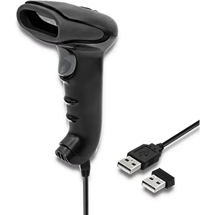 Qoltec Wireless Laser Scanner 1D | 2D | Black, Barcode-Scanner mit kabelloser Funktion
