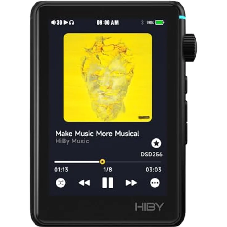 HiBy Hiby R3 II Hi-Res-Musik-Player, Dual-DAC ES9219C, DSD256, MQA16X, 3,2-Zoll-Bildschirm, Schwarz – Bild 1