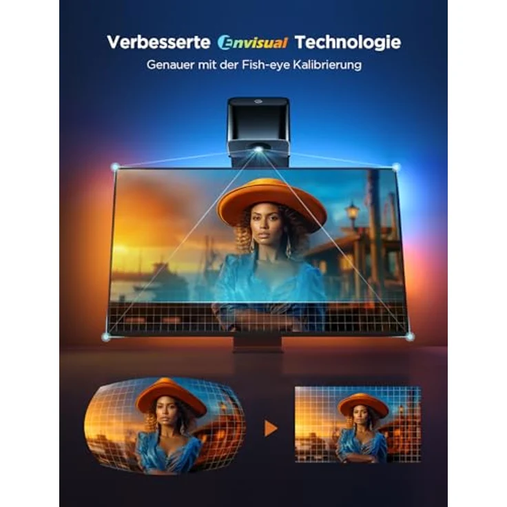 Govee TV Hintergrundbeleuchtung 3 Lite mit Fish-Eye Korrektur Funktion, Sync für 55-65 Zoll TVs, 3,6M RGBICW WiFi TV LED Strip mit Kamera, 4 Farben in 1 Lampenperle, Sprach- & APP-Steuerung – Bild 2