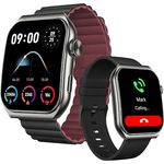 FOREVER Smartwatch Tiron SWM-300 Schwarz 1,96 Zoll 3D Touchscreen - Blutdruckmessung Schlaftracker Schrittzähler Pulsuhren Herren Fitness uhr 100+ Sportmodi iOS/Android