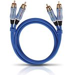 Oehlbach Beat - Stereo Audiokabel - Cinch-Kabel Set für CD-Player & Verstärker (effektive Schirmung & OFC Kupfer) - blau - 1m