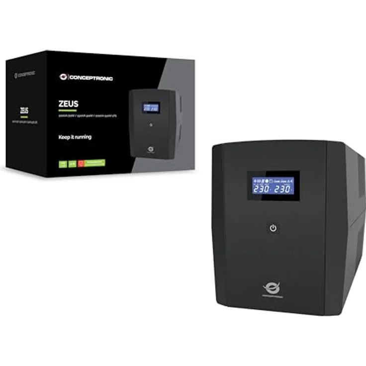 Conceptronic ZEUS08E 1500 VA 900 W USV mit eingebautem AVR, HID USB und RJ45 EIN-/Ausgang – Bild 1