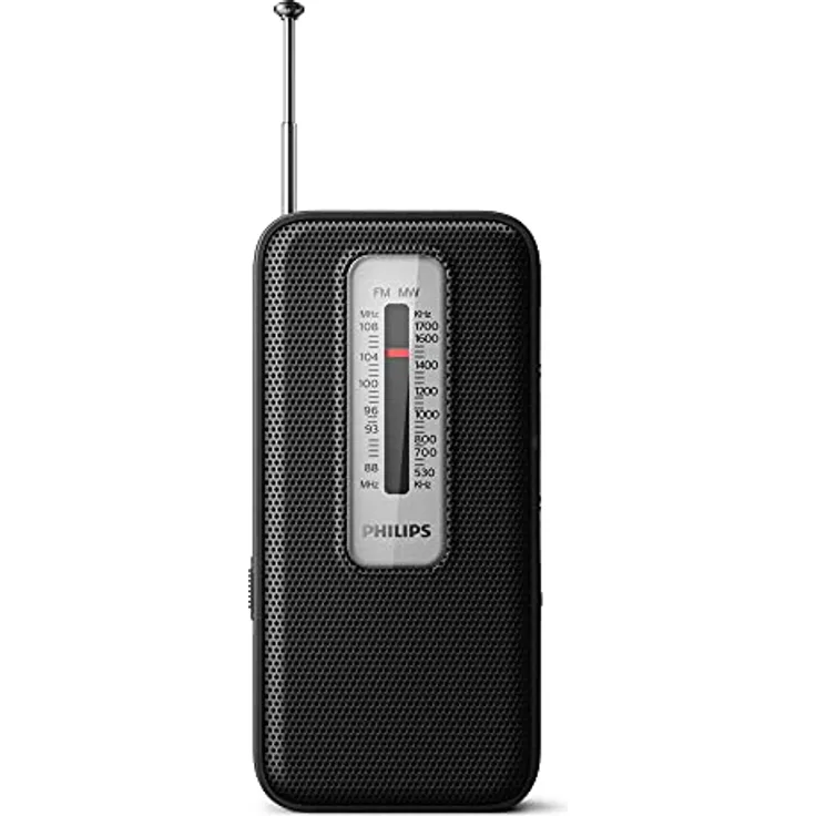 Philips Tragbares UKW-Radio/Kleines Retro-Radio ideal für Küche, Bad oder Garage/Klassisches Design, Einfach zu Bedienen, Batteriebetrieben/Philips Radio TAR1506/00