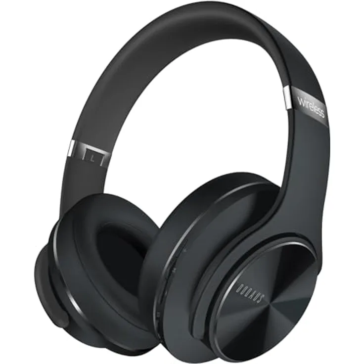 DOQAUS Care 1, Bluetooth Over Ear Kopfhörer mit 90 Std Akkulaufzeit, 3 EQ-Modi, Dual 40mm Treiber und Memory-Protein Ohrpolster, integriertes Mikrofon für Smartphones/PC