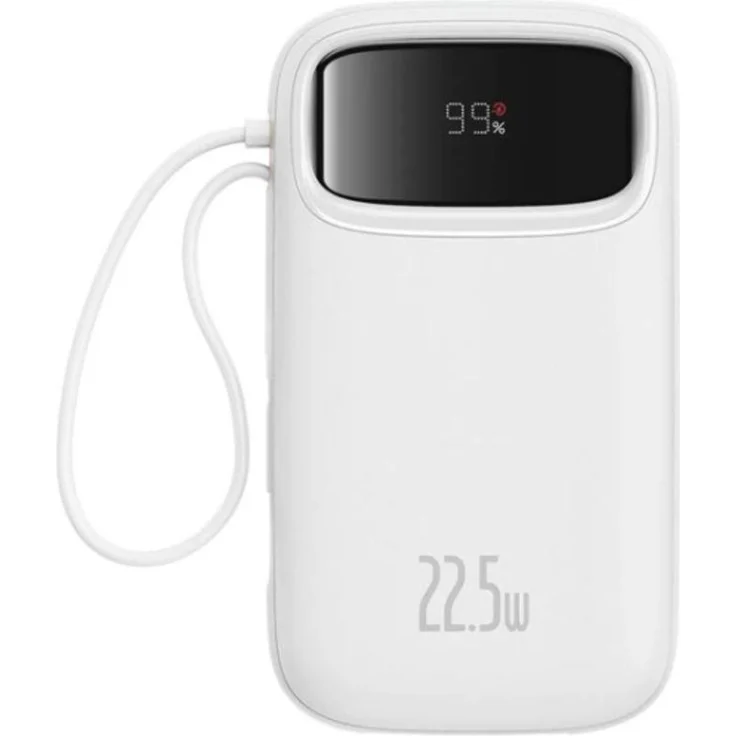 Baseus Qpow2 Power Bank, 20000mAh, 22.5W, 3A, 1x USB, 1x USB Typ-C, 1x Lightning, inkl. USB Typ-C Kabel 0.3m, weiß