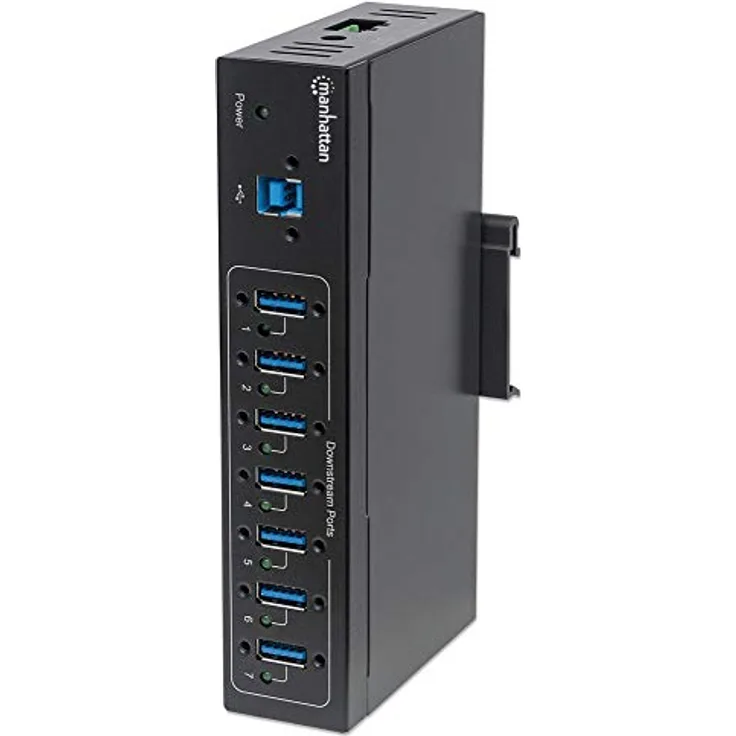 Manhattan 164405 7-Port USB 3.0 Hub für Industrieanwendungen sieben Typ A-Ports Schwarz