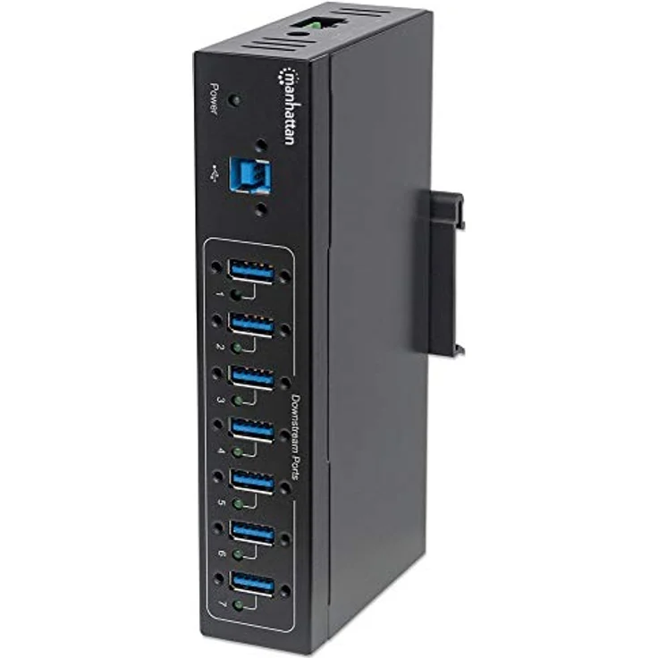 Manhattan 164405 7-Port USB 3.0 Hub für Industrieanwendungen sieben Typ A-Ports Schwarz – Bild 1