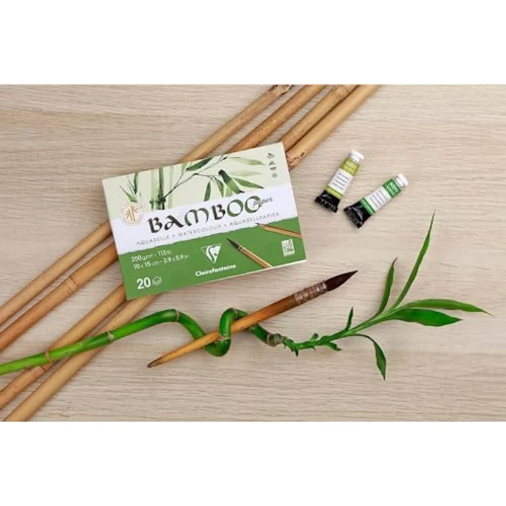 Clairefontaine Bastelpapier Bambus Block, 250 g/m², A4, 20 Blatt, Naturton, ideal für Aquarell- und Mischtechniken – Bild 2