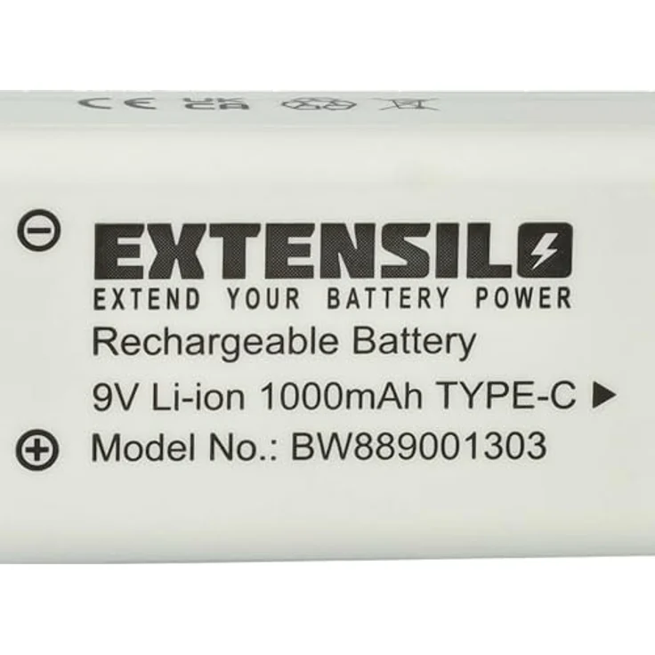 EXTENSILO 9V-Akku Block kompatibel mit Daitem SP 150-21X, Hochleistungs-Lithium-Ion Akku mit 1 Ah Kapazität, ideal für Alarmanlagen und Rauchmelder – Bild 5