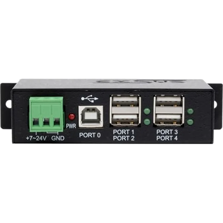 EXSYS EX-1163HMS USB 2.0 Hub Metall 4-Port, Industrie-Design, individuelle Stromausgabe, silber – Bild 4
