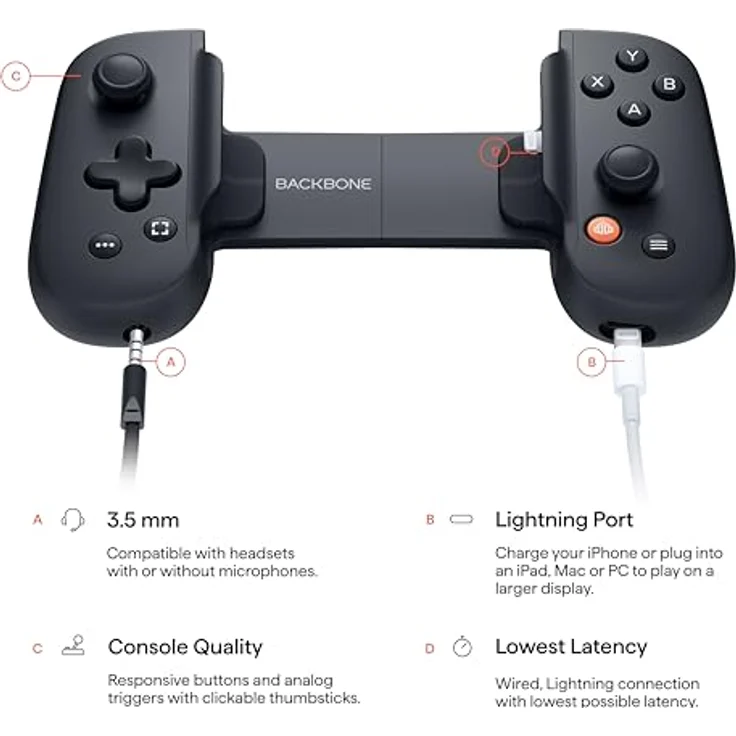BACKBONE One Mobiler Gaming-Controller für das iPhone (Lightning) - 2nd Gen - Xbox, PlayStation, Minecraft & mehr - 3 Monate Apple Arcade enthalten – Bild 2