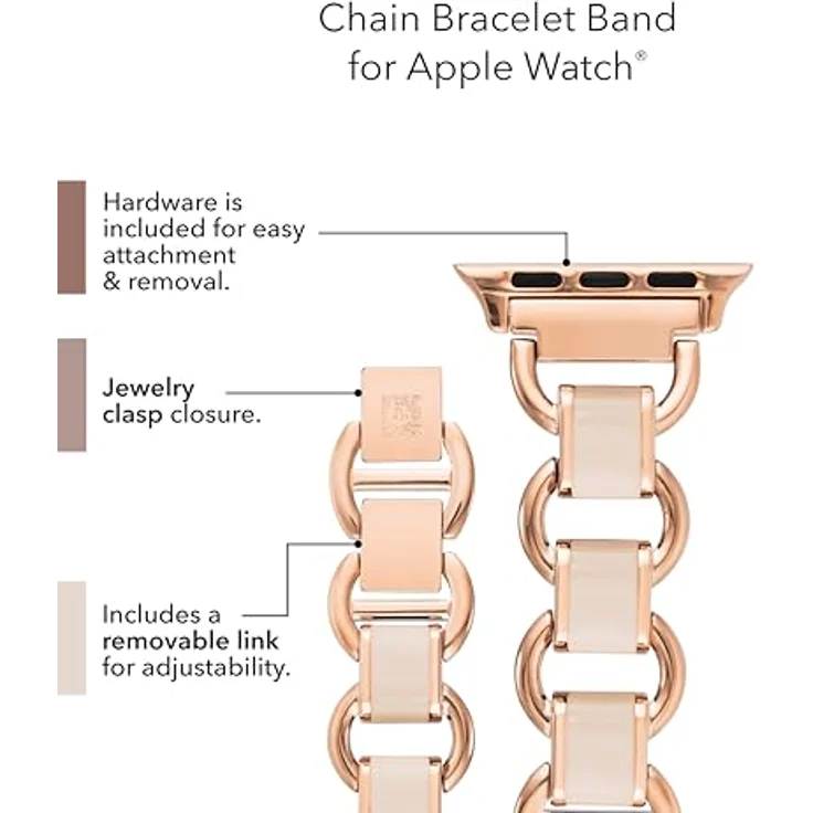 Anne Klein Mesh Fashion Band für Apple Watch, verstellbar und sicher, in Blush Pink/Rose Gold, 38/40/41mm – Bild 5