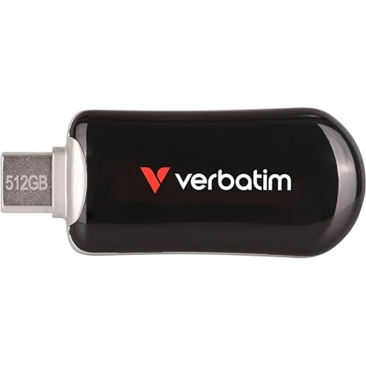 Verbatim Plectra Black 512GB USB-C Flash Drive, hohe Übertragungsgeschwindigkeit bis zu 100 MB/s, kompakt und leicht, schwarz – Bild 1