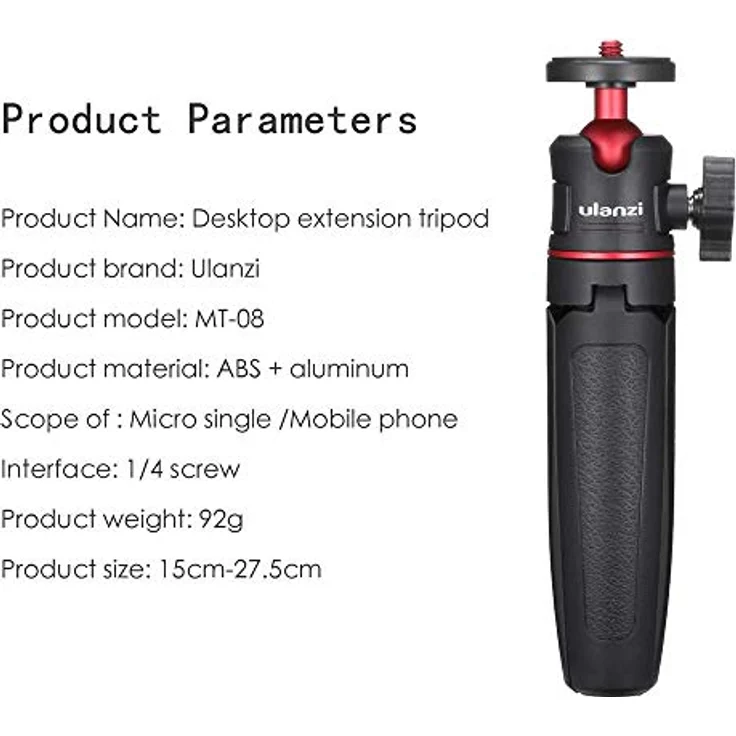 Ulanzi MT-08 Vlog-Stativgriff & Selfie Stick, vielseitig einsetzbarer Griff für Vlogging und Selfies, schwarz – Bild 2