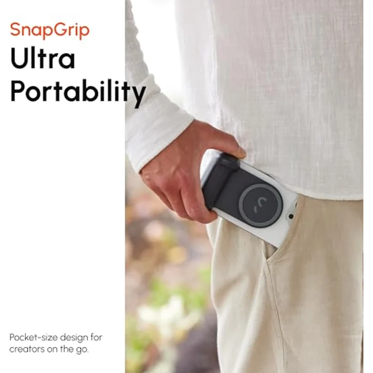 ShiftCam SnapGrip Pro Magsafe Halterung, Smartphone-Stativ mit ergonomischem DSLR-Griff, integrierter Bluetooth-Auslöser, Qi2 kabelloses Laden, 5000 mAh Akku, Schwarz – Bild 8