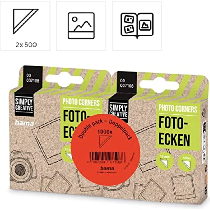 Hama Fotoecken (1000 Stück, selbstklebend, geeignet für Alben), transparent - Preisvergleich – Bild 2