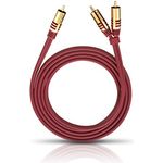 OEHLBACH NF Y-Sub 100 - Y-Cinch Subwoofer-Kabel - 2x Cinch/1x Cinch - Flexibles Kabel mit effizienter Schirmung - 1 m - rot