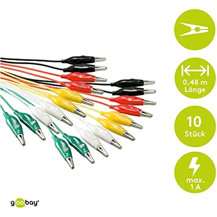 Goobay 11426 Prüfschnur, 0,48 m Schwarz, Grün, Rot, Weiß, Gelb - Preisvergleich – Bild 2