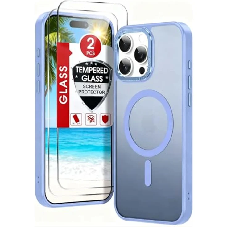 LeYi iPhone 16 Pro Hülle mit Magsafe, Militärschutz und 2 Schutzgläsern, stoßfest, magnetisch, anti-rutsch, kratzfest, dünn, Blau – Bild 1