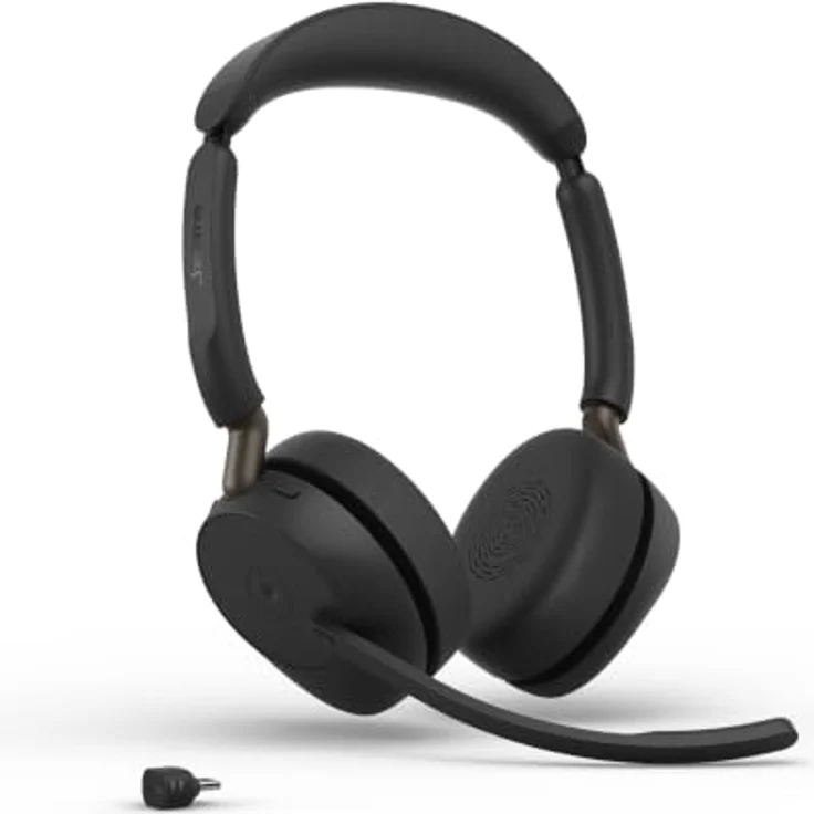 Jabra Evolve3 65 Stereo, LINK 390c, MS On Ear Headset mit 4 Mikrofonen und Geräuschunterdrückung, Bluetooth® Schwarz – Bild 1