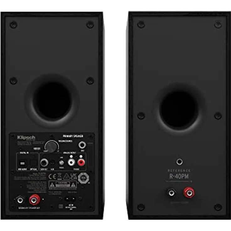 Klipsch R-40PM EUA-betriebene Lautsprecher, Schwarz - Breite Klangbühne, integrierter Phono-Vorverstärker, dynamischer Bass-EQ - Preisvergleich – Bild 4