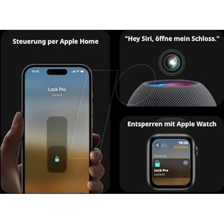 SWITCHBOT Smart Lock Pro, Elektronisches Türschloss mit 15 Entsperrungsmethoden, Sprachsteuerung und Auto-Lock, Schwarz – Bild 3