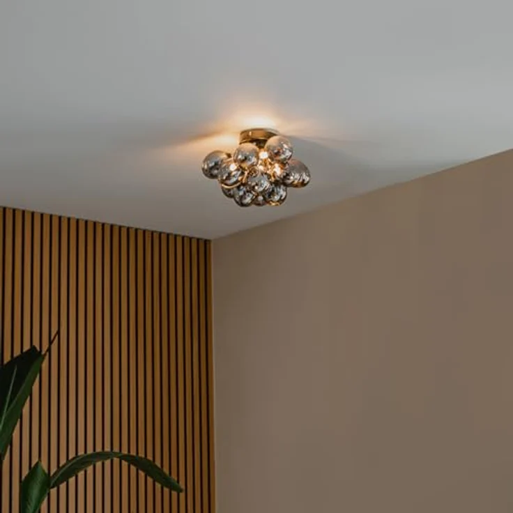 Qazqa - Design Deckenleuchte schwarz mit Rauchglas 3-flammig - Uvas LED geeignet G9 – Bild 2