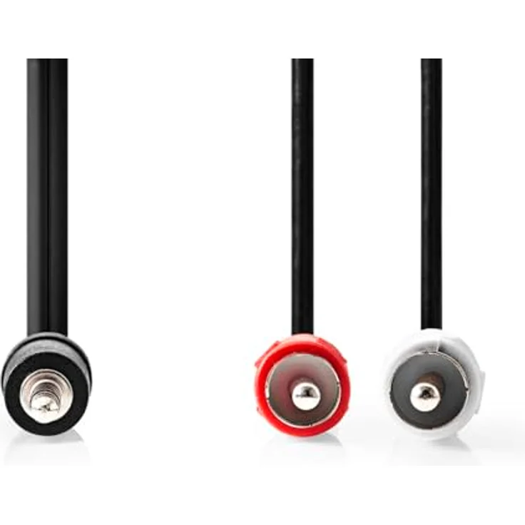 NEDIS Stereo-Audiokabel 3,5 mm Stecker zu 2x RCA Stecker, vernickelt, 1.00 m, rund, Schwarz, Plastikbeutel – Bild 2