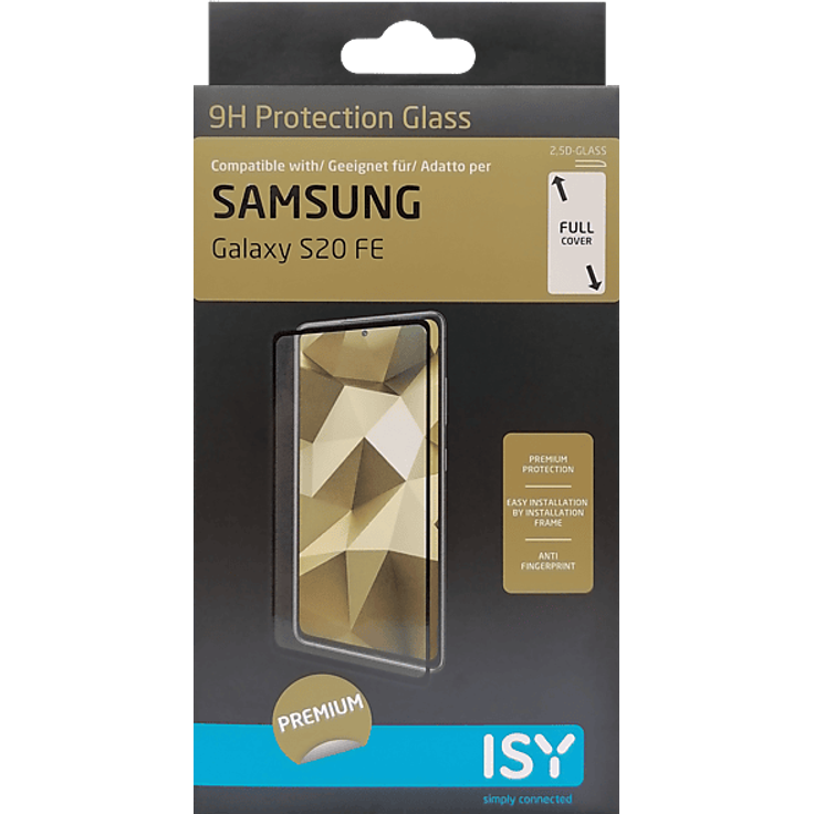 ISY IPG 5108-2.5D Displayschutz für Samsung Galaxy S20 FE, Anti-Fingerprint, Full-Body, transparent und schwarz