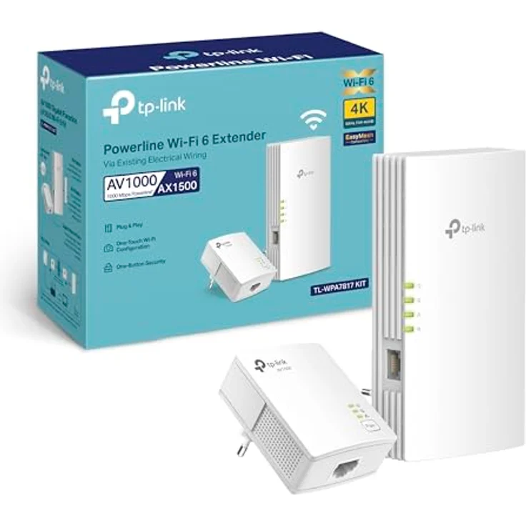 TP-Link AV1000 Gigabit Powerline WiFi 6 Set, 2x Adapter mit bis zu 1.000 Mbit/s Powerline und bis zu 1.500 Mbit/s WLAN AX, Plug & Play – Bild 1