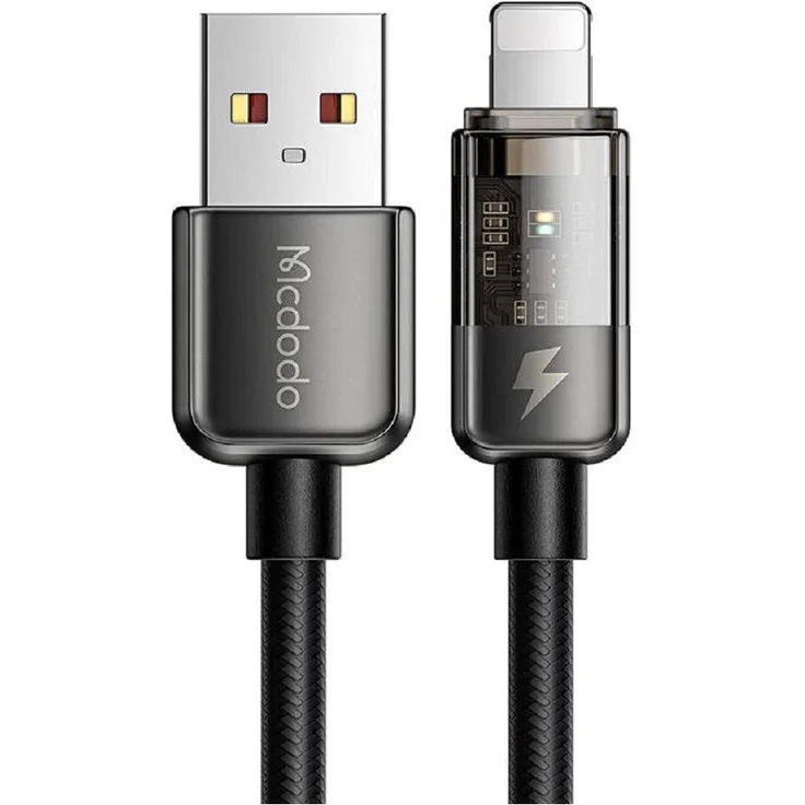 MCDODO CA-3140 Anti-Bruch Smartphone-Kabel USB zu IOS, 3A Schnell Ladegerät, 1,2m, schwarz mit LED-Anzeige