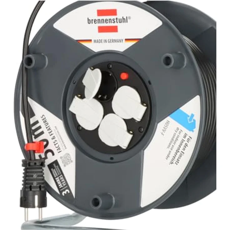 Brennenstuhl Garant Export Kabeltrommel (50m Kabel in schwarz, Spezialkunststoff, Einsatz im Innenbereich, Made in Germany) – Bild 6