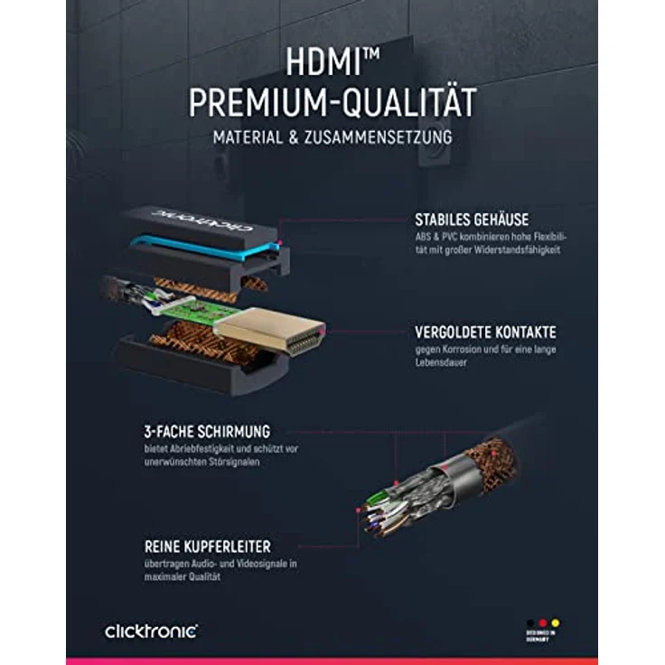 Clicktronic Casual Ultraslim High Speed HDMI Kabel mit Ethernet,4K Ultra HD, 3D-TV, ARC, 2.0 m – Bild 4