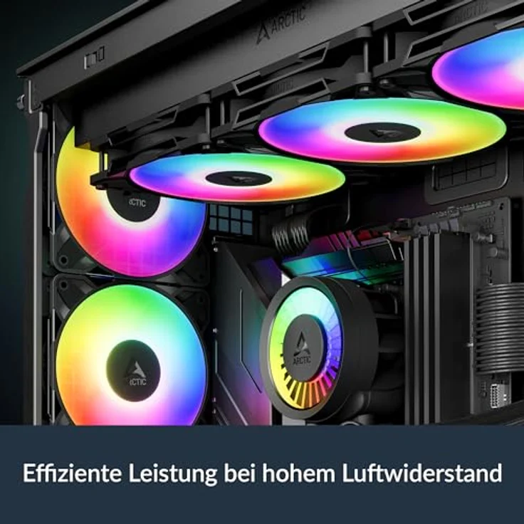 ARCTIC P14 Pro A-RGB PWM-Lüfter, 3er-Pack, 140mm, schwarz, hoher statischer Druck, adressierbare RGB-Beleuchtung, leises Fluidlager – Bild 3