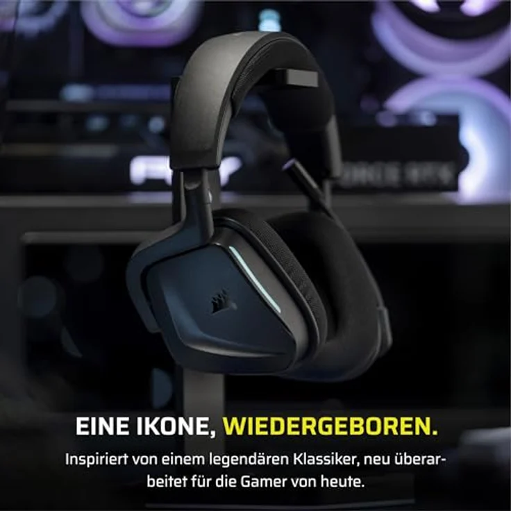 Corsair Void v2, Drahtloses Gaming-Headset mit Bluetooth, Dolby Atmos, 70 Stunden Akkulaufzeit, Duale Wireless – Kohlenstoff – Bild 2