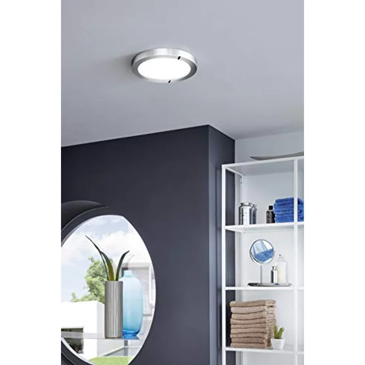 EGLO LED Deckenleuchte Fueva 1, 1 flammige Deckenlampe, Chrom/Weiß, Ø 30 cm, warmweiß, IP44 – Bild 3
