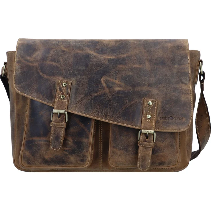 Greenburry Laptoptasche Vintage 1541 Revolver Bag XL (16.14"), Notebooktasche, Braun, aus hochwertigem Rindleder – Bild 1